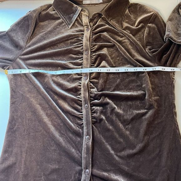 Red by BKE Buckle womens XL brown velvet collared button up blouse NEW western - Picture 7 of 8